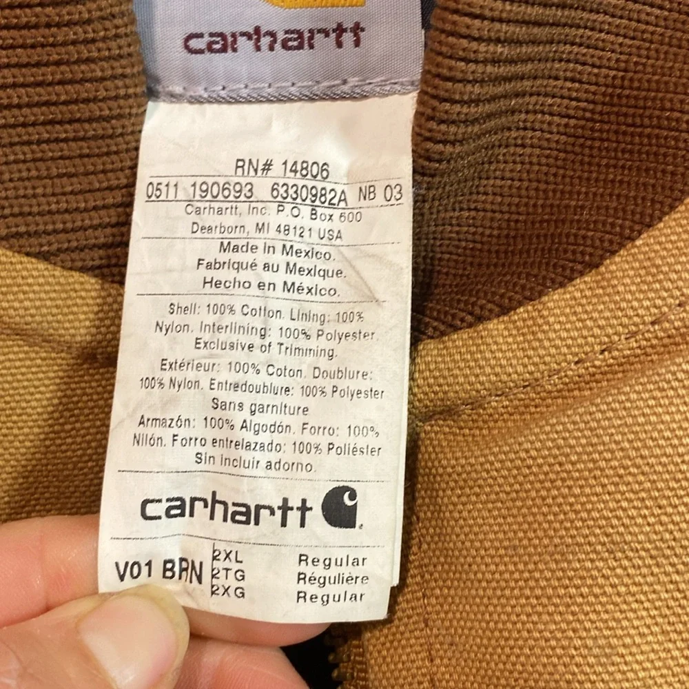 Carhartt Brown Work Vest Insulated Canvas RELAXED FIT FIRM DUCK RIB COLLAR Sz2xl - Picture 13 of 15